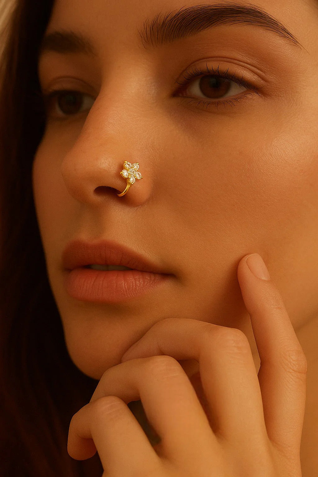 Aurora Flower Crystal Nose Pin Astria Jewellery