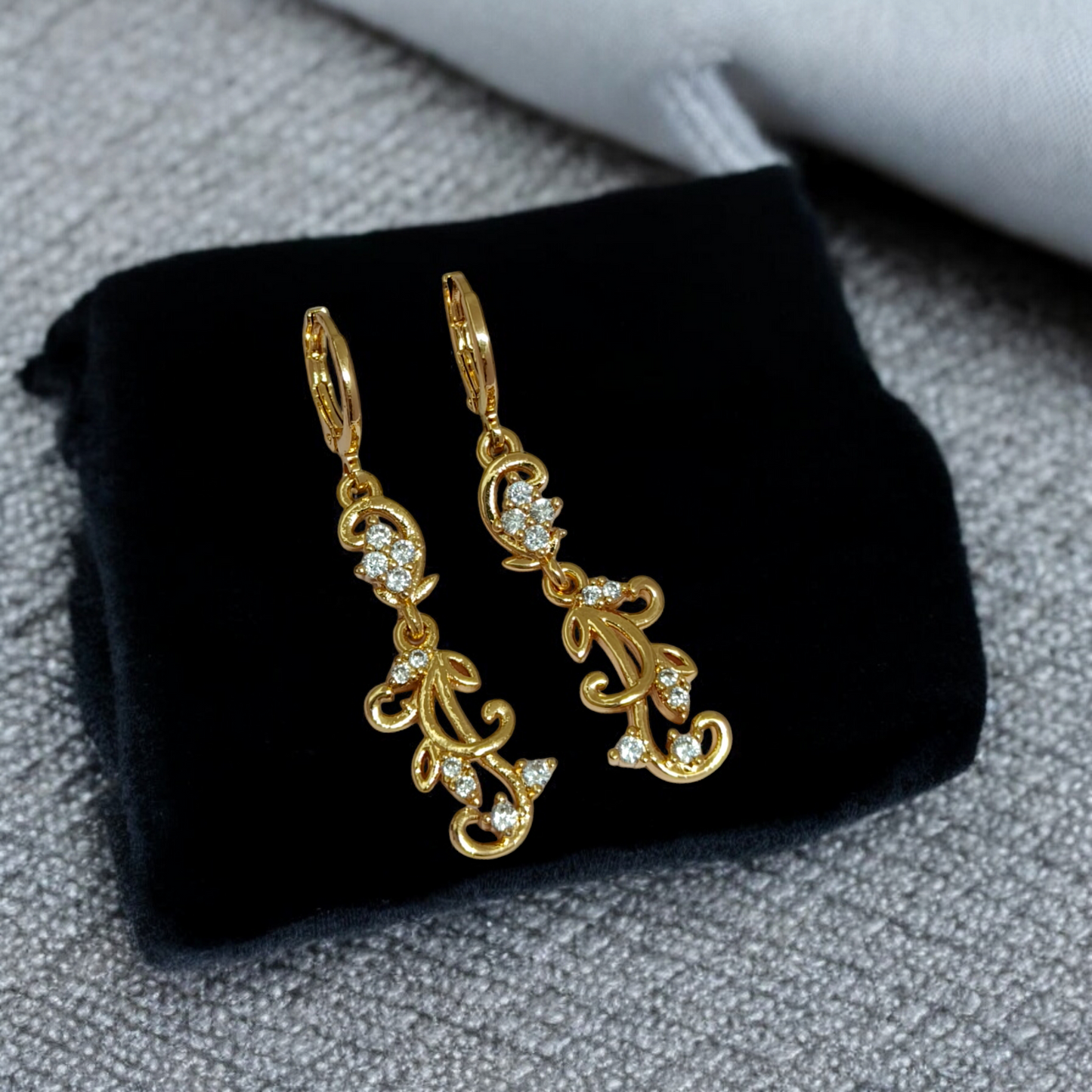 Astria Jewellery Gold Plated Floral Vine Crystal Drop Earrings for Women | Elegant CZ Leaf Design | Lightweight Party Wear & Daily Wear Jewellery