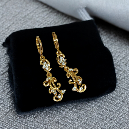 Astria Jewellery Gold Plated Floral Vine Crystal Drop Earrings for Women | Elegant CZ Leaf Design | Lightweight Party Wear & Daily Wear Jewellery Astria Jewellery