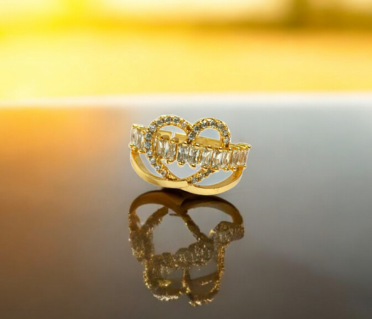 Astria Jewellery Royal Queen Gold – Heart Shape Ring with Sparkling White CZ Stones |18K Gold Plated Stainless Steel, Customizable