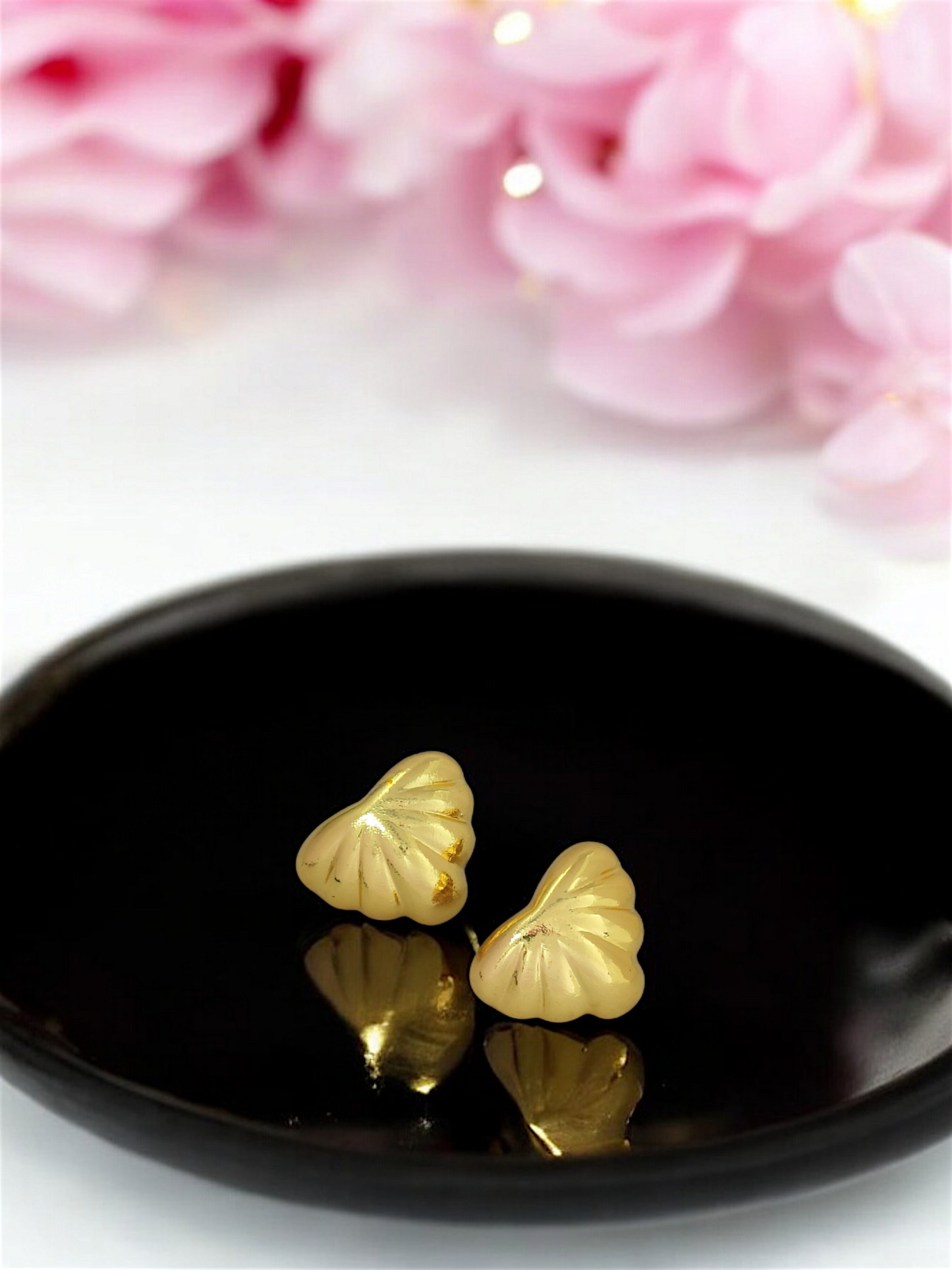 Astria Jewellery Gold Plated Heart Shell Stud Earrings for Women | Textured Minimal Design | Cute Everyday Wear & Party Jewellery