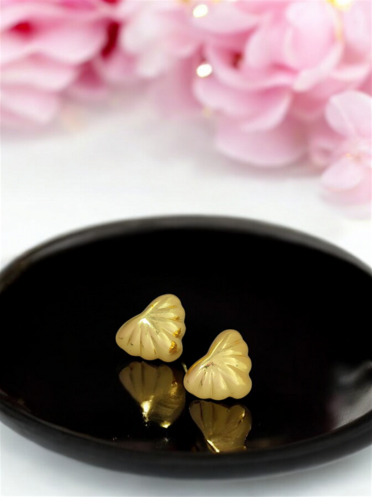 Astria Jewellery Gold Plated Heart Shell Stud Earrings for Women | Textured Minimal Design | Cute Everyday Wear & Party Jewellery Astria Jewellery