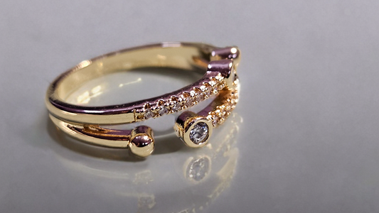 Gold-Plated Double Band CZ Ring – Adjustable Elegant Ring for Women Astria Jewellery