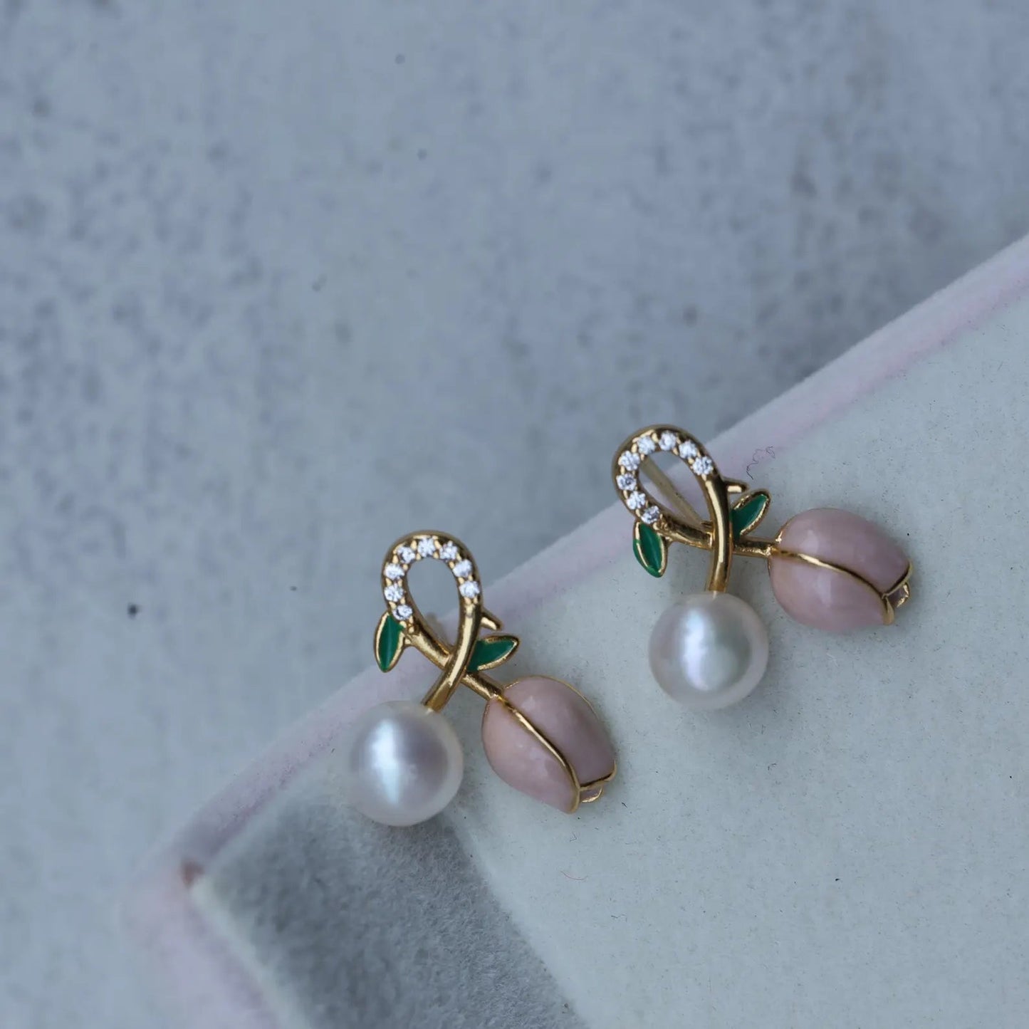 Astria Jewellery Gold Plated Floral Pearl Stud Earrings for Women Astria Jewellery