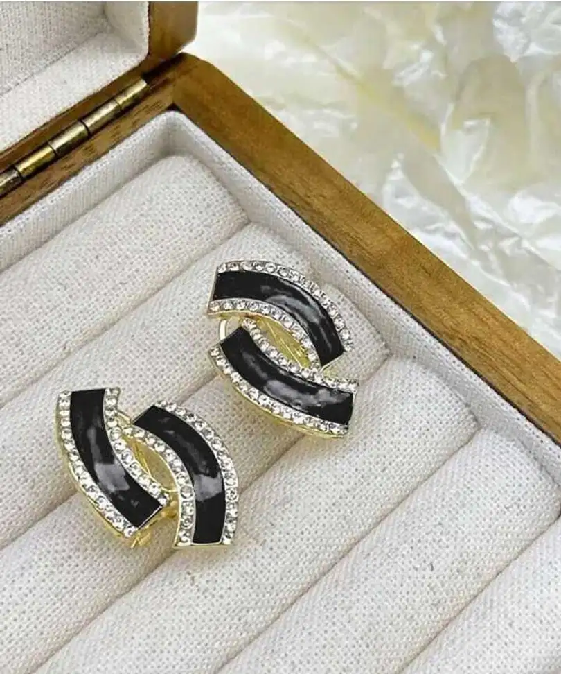 Astria Jewellery Black Enamel Hoop Earrings for Women | Gold Plated Crystal Huggie Earrings | Minimal Elegant Party & Daily Wear Jewellery Astria Jewellery