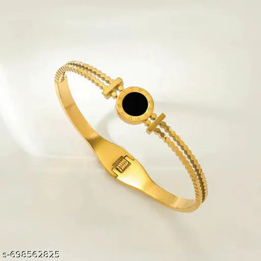 Black Enamel Round Bracelet for Women Astria Jewellery