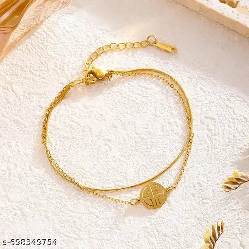 Gold-Plated Layered Bracelet for Women | Minimal Charm Chain Bracelet Astria Jewellery