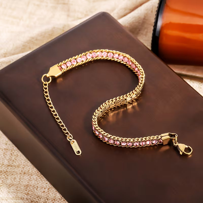 Blush Radiance Crystal Tennis Bracelet Astria Jewellery