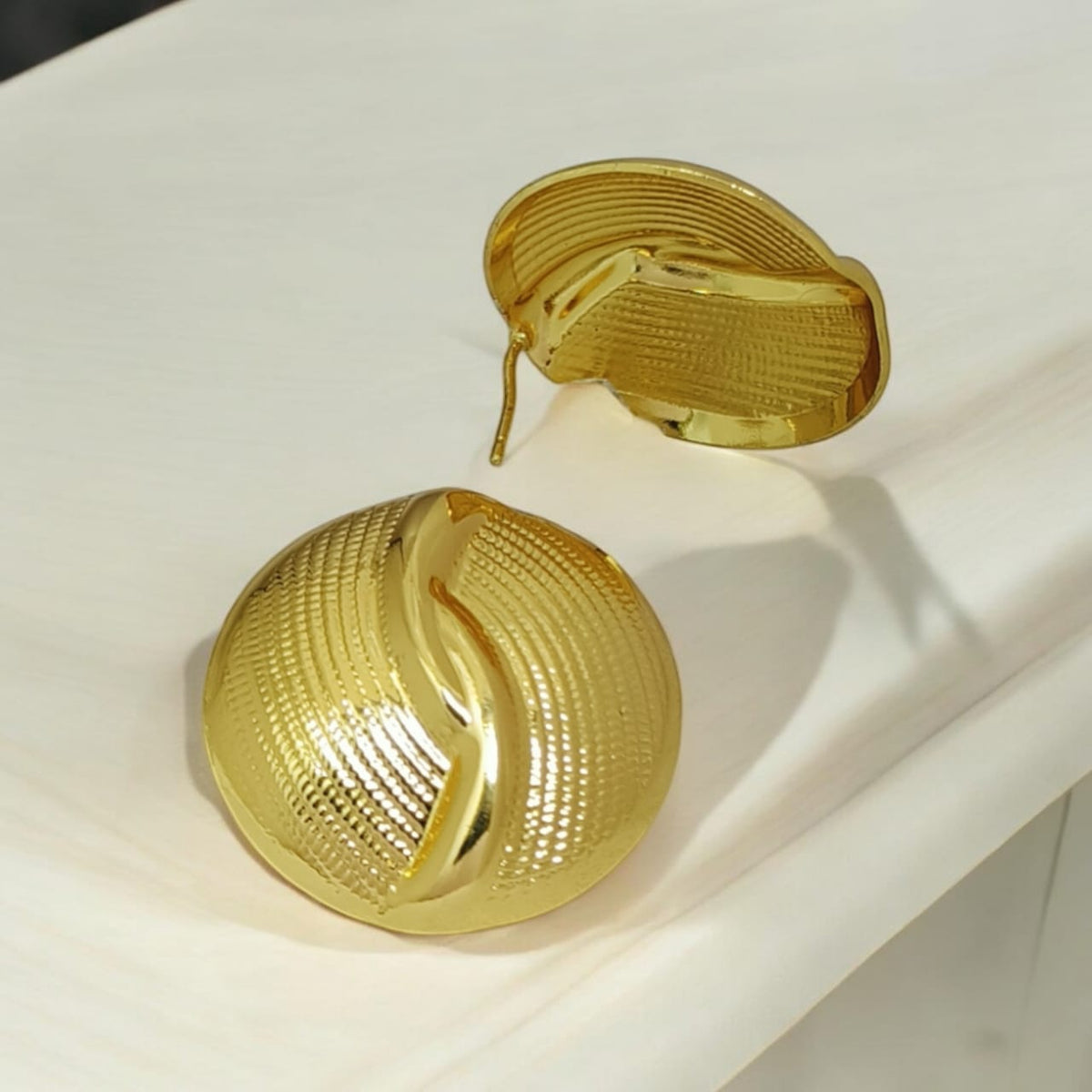 Astria Jewellery Gold Textured Dome Stud Earrings for Women | Chunky Statement Ball Earrings | Premium Gloss Finish Daily Wear & Party Jewellery Astria Jewellery