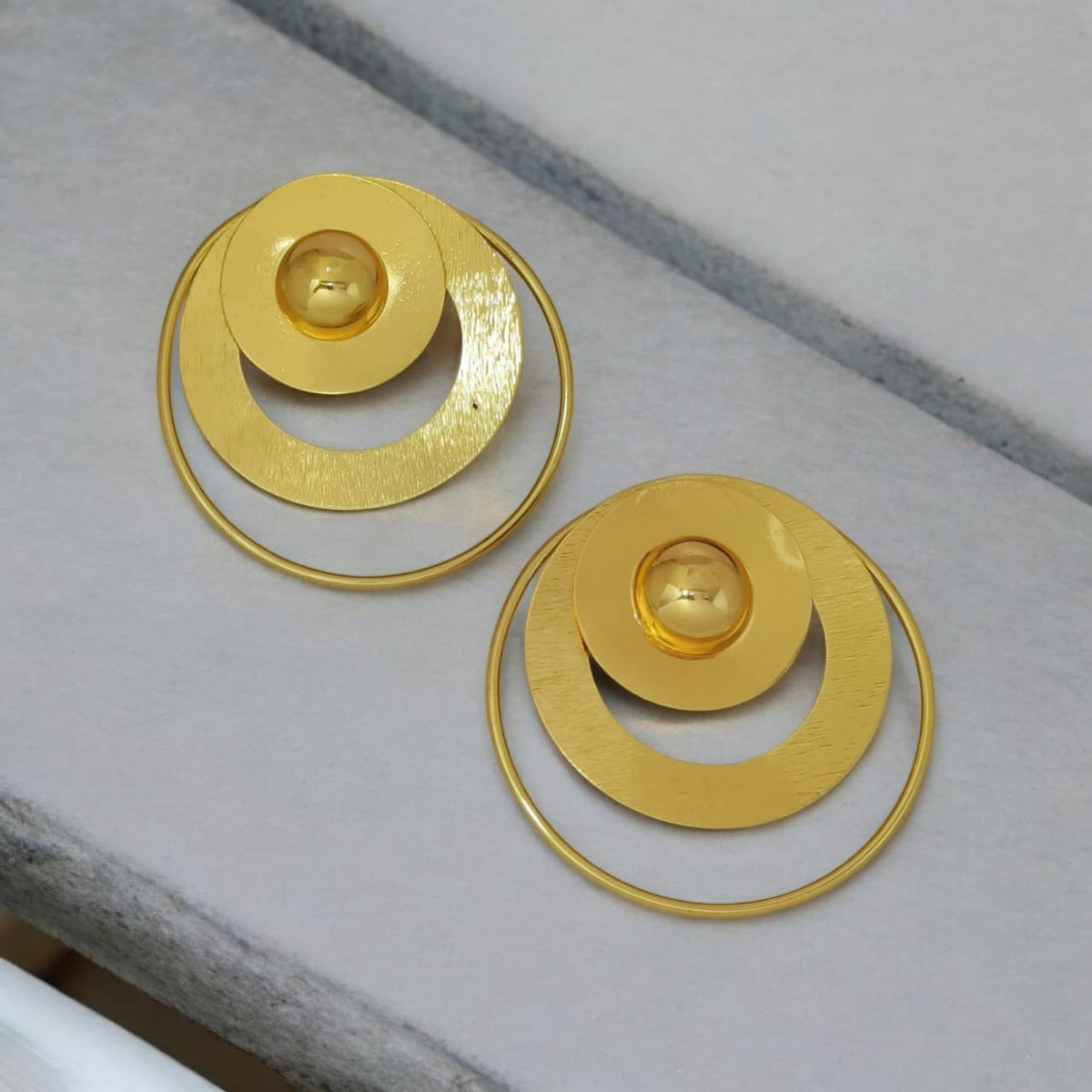 Astria Jewellery Gold Plated Orbital Drop Earrings for Women | Modern Geometric Circle Layered Statement Earrings | Minimal Designer Party & Daily Wear Jewellery Astria Jewellery