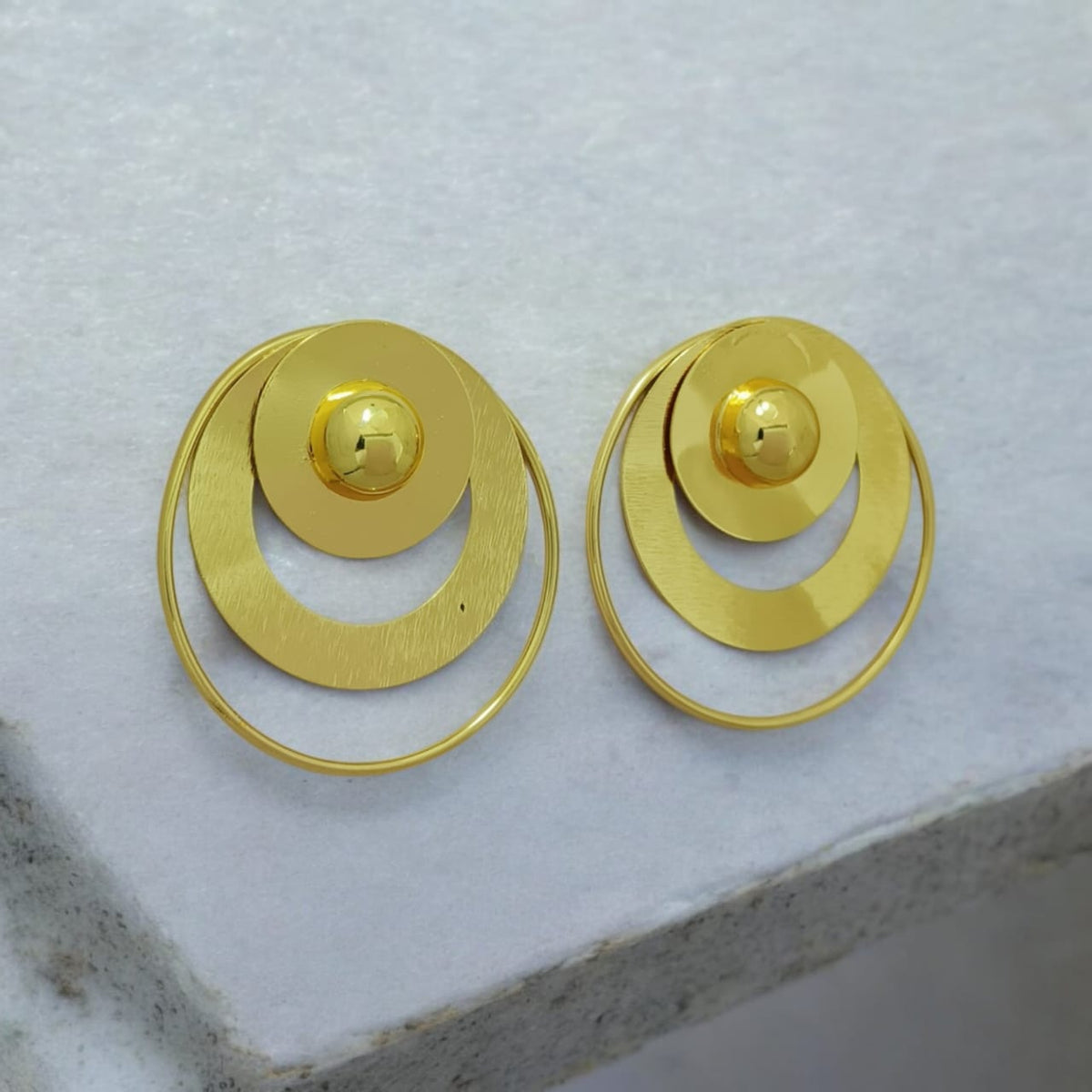 Astria Jewellery Gold Plated Orbital Drop Earrings for Women | Modern Geometric Circle Layered Statement Earrings | Minimal Designer Party & Daily Wear Jewellery Astria Jewellery