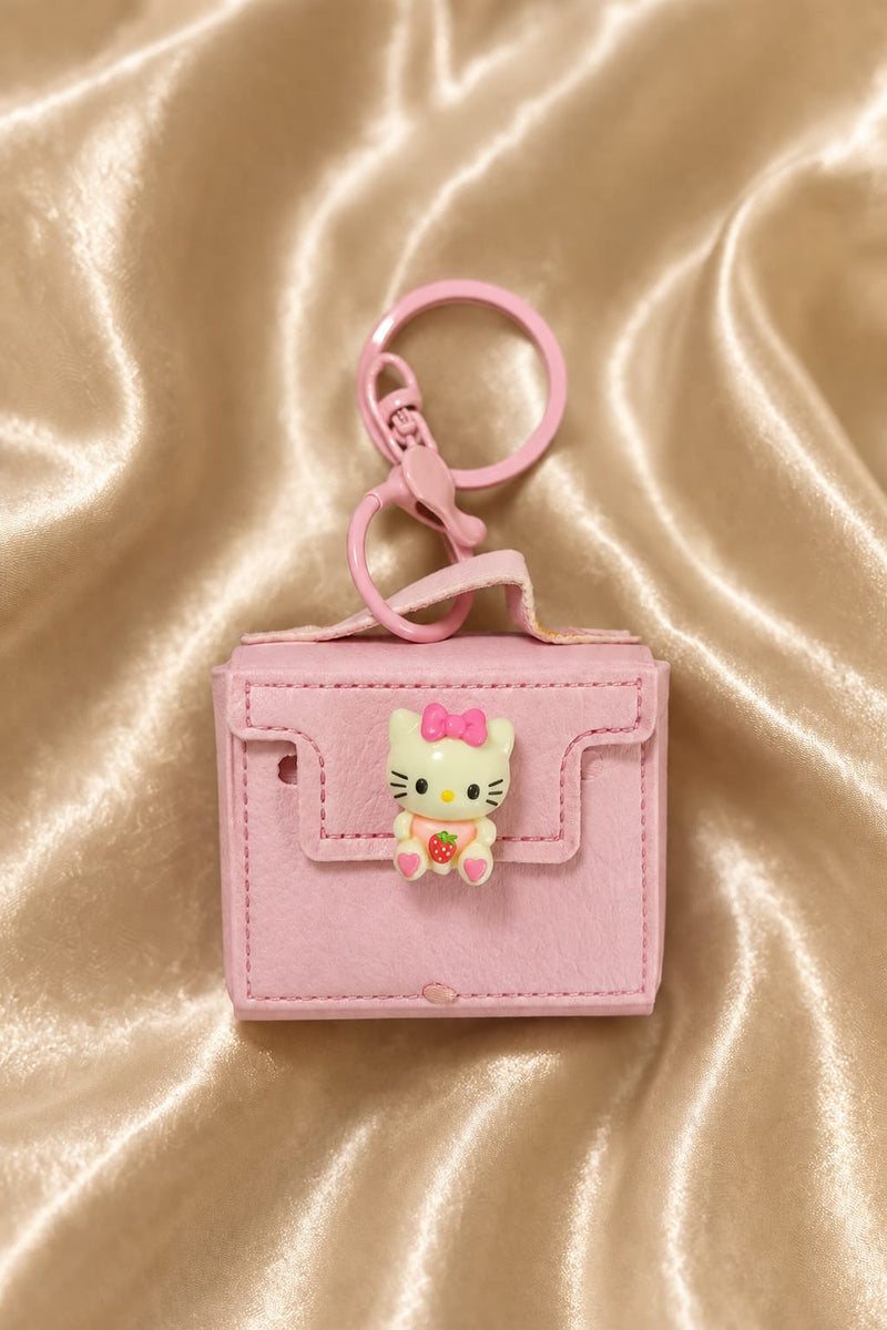 Cute Pink Kitty Mini Handbag Keychain for Women & Girls | Kawaii Purse Bag Charm | Cartoon Handbag Key Ring | Backpack & Car Key Accessory