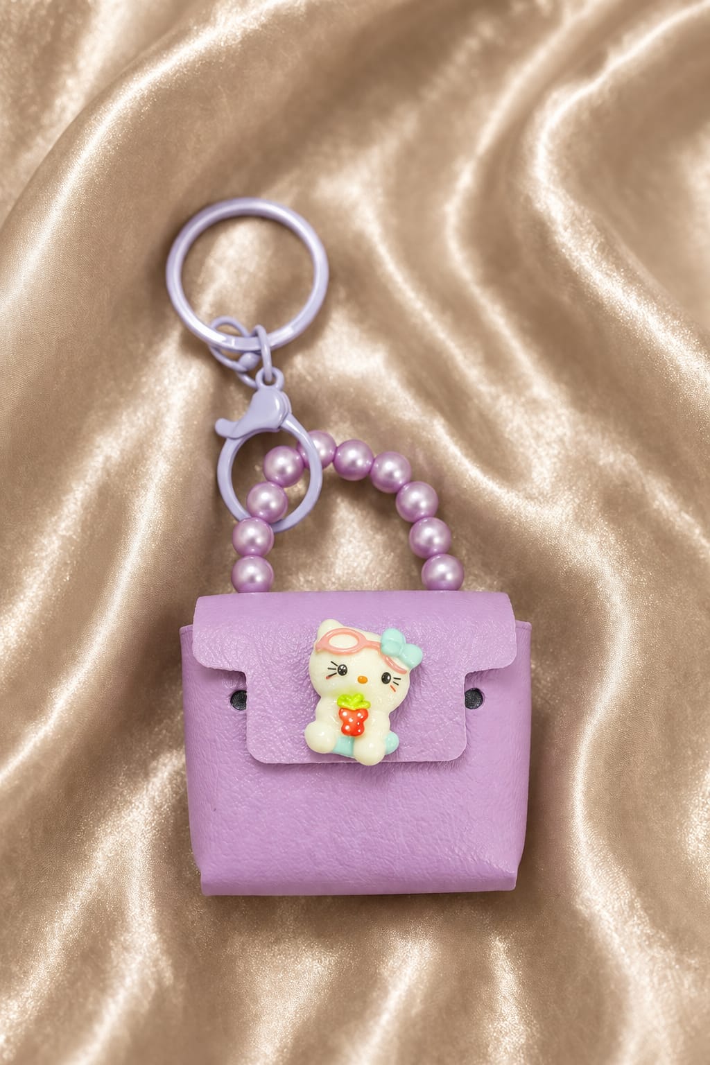 Cute Purple Mini Handbag Keychain for Women & Girls | Kawaii Cartoon Purse Bag Charm | Silicone Handbag Key Ring | Backpack & Car Key Accessory