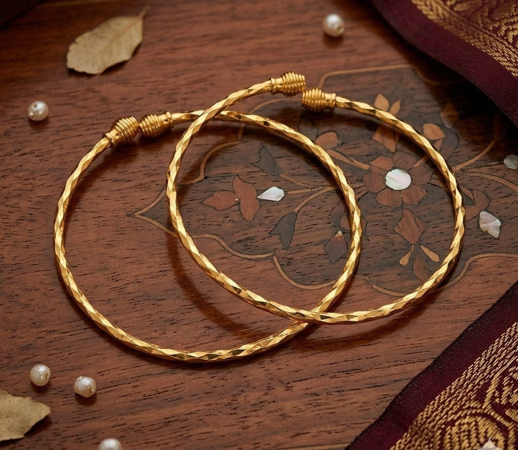Elegant Golden Twisted Bangles ? Lightweight Kada Bracelet for Women ASTRIA JEWELLERY