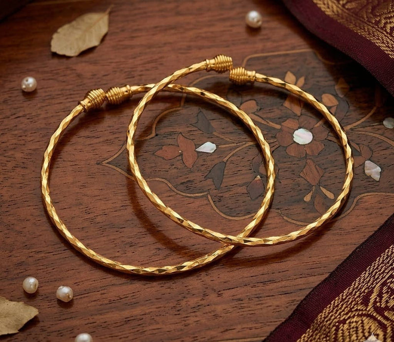 Elegant Golden Twisted Bangles ? Lightweight Kada Bracelet for Women ASTRIA JEWELLERY