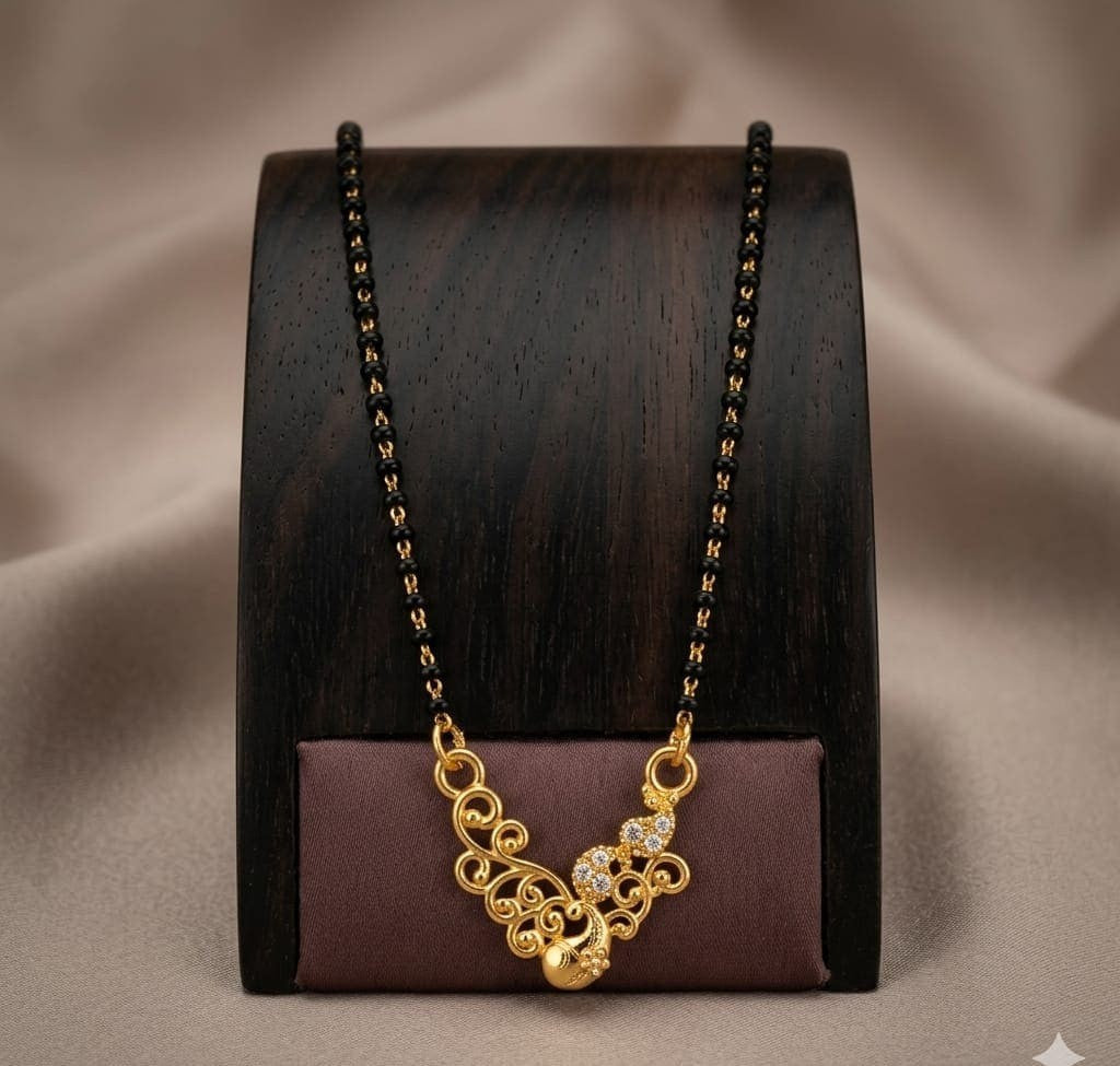 Traditional Mangalsutra | Black Bead Gold Necklace ASTRIA JEWELLERY