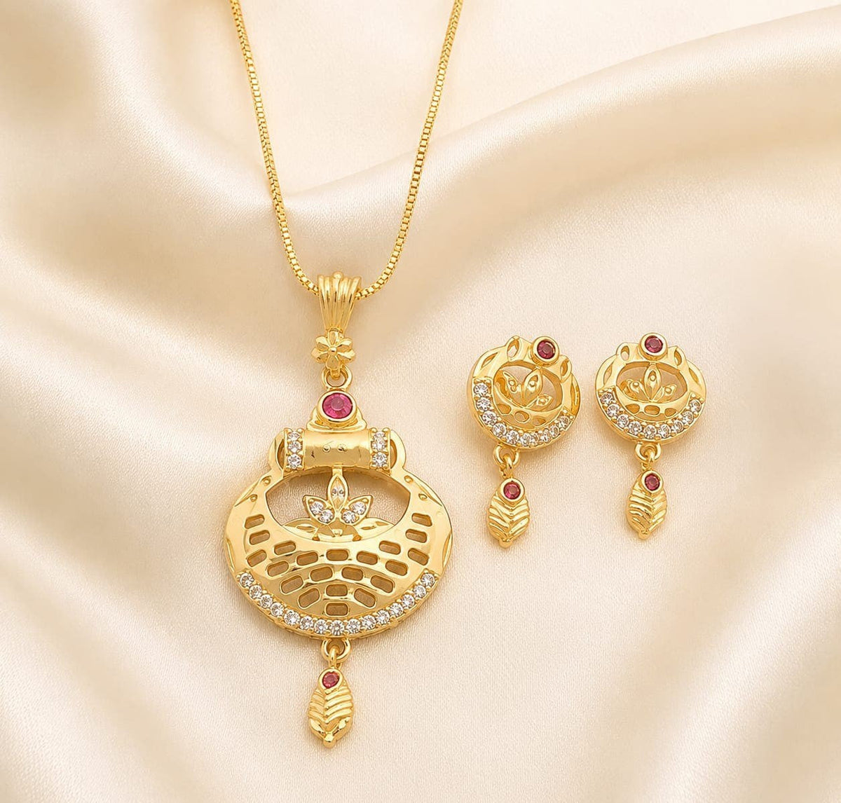 Gold Floral Necklace Set ASTRIA JEWELLERY