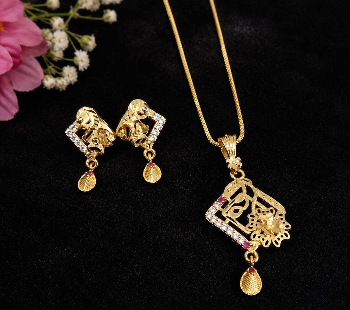 Gold Blossom Necklace Set ASTRIA JEWELLERY