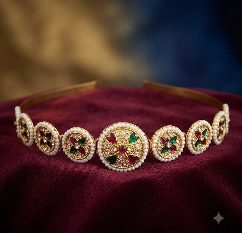Rajwada Kundan Pearl Maang Tikka ASTRIA JEWELLERY