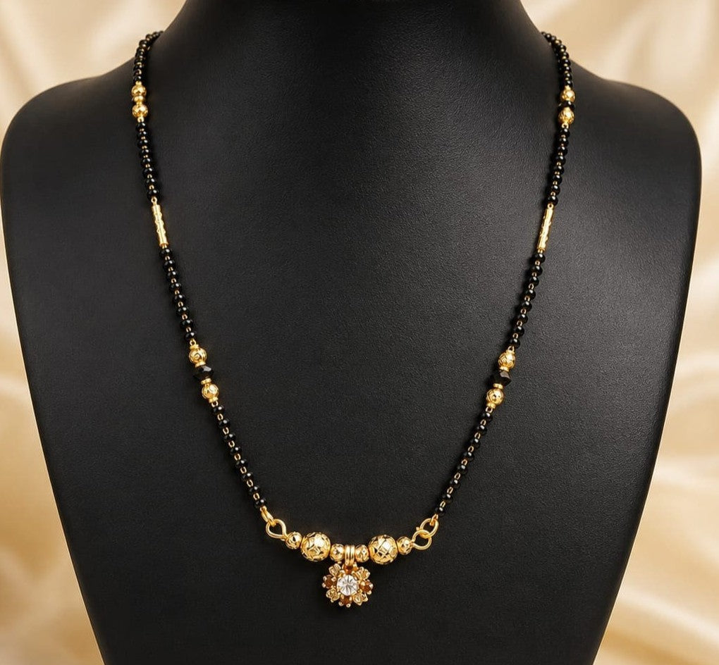 Elegant Black Bead Mangalsutra | Gold Tone Necklace ASTRIA JEWELLERY