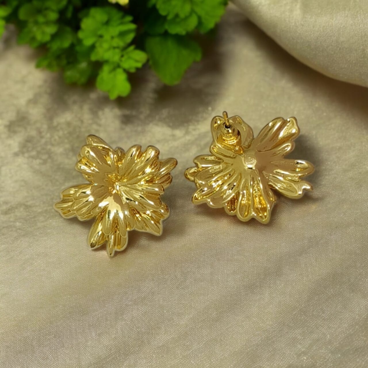 Astria Jewellery Gold Plated Abstract Flower Stud Earrings for Women | Sculpted Floral Design | Bold Statement Daily Wear & Party Jewellery Astria Jewellery