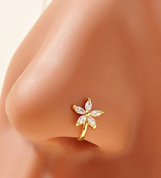 Petal Glow Crystal Nose Pin