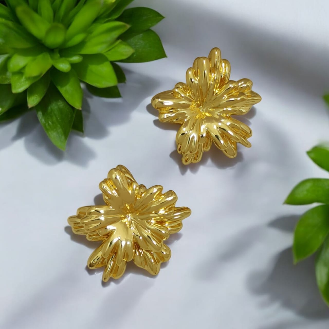 Astria Jewellery Gold Plated Abstract Flower Stud Earrings for Women | Sculpted Floral Design | Bold Statement Daily Wear & Party Jewellery Astria Jewellery
