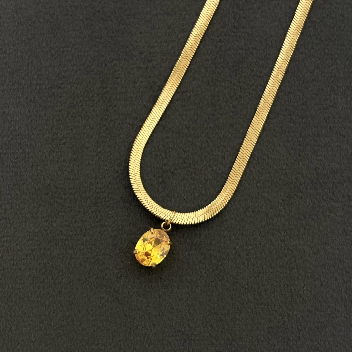 Astria Golden Amber Solitaire Necklace