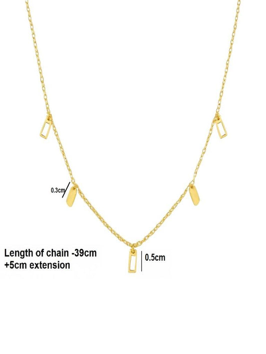 Gold Plated Minimalist Chain Necklace with Crystal Geometric Charm ASTRIA JEWELLERY