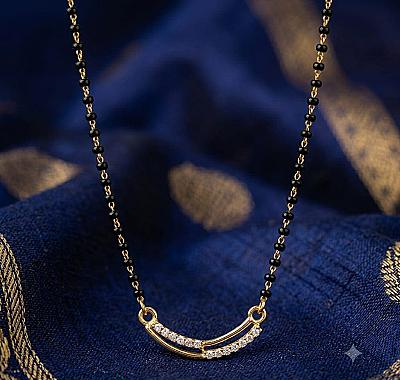 Designer Mangalsutra Necklace | Black Bead Gold Jewellery ASTRIA JEWELLERY