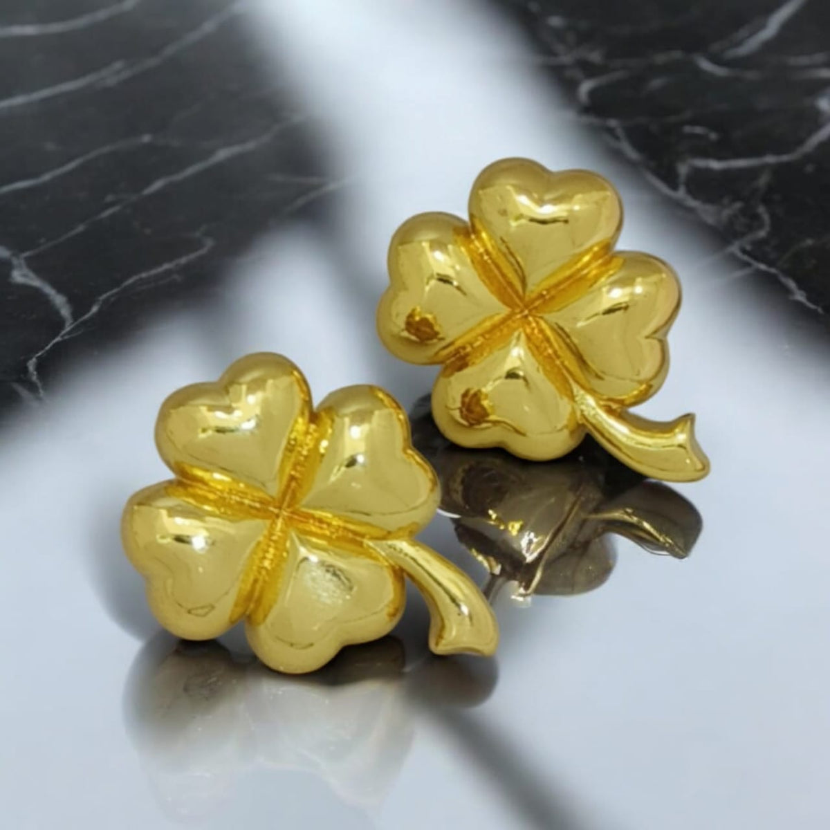 Astria Jewellery Gold Plated Four Leaf Clover Stud Earrings for Women | Lucky Charm Design | Minimal Cute Daily Wear & Party Earrings Astria Jewellery