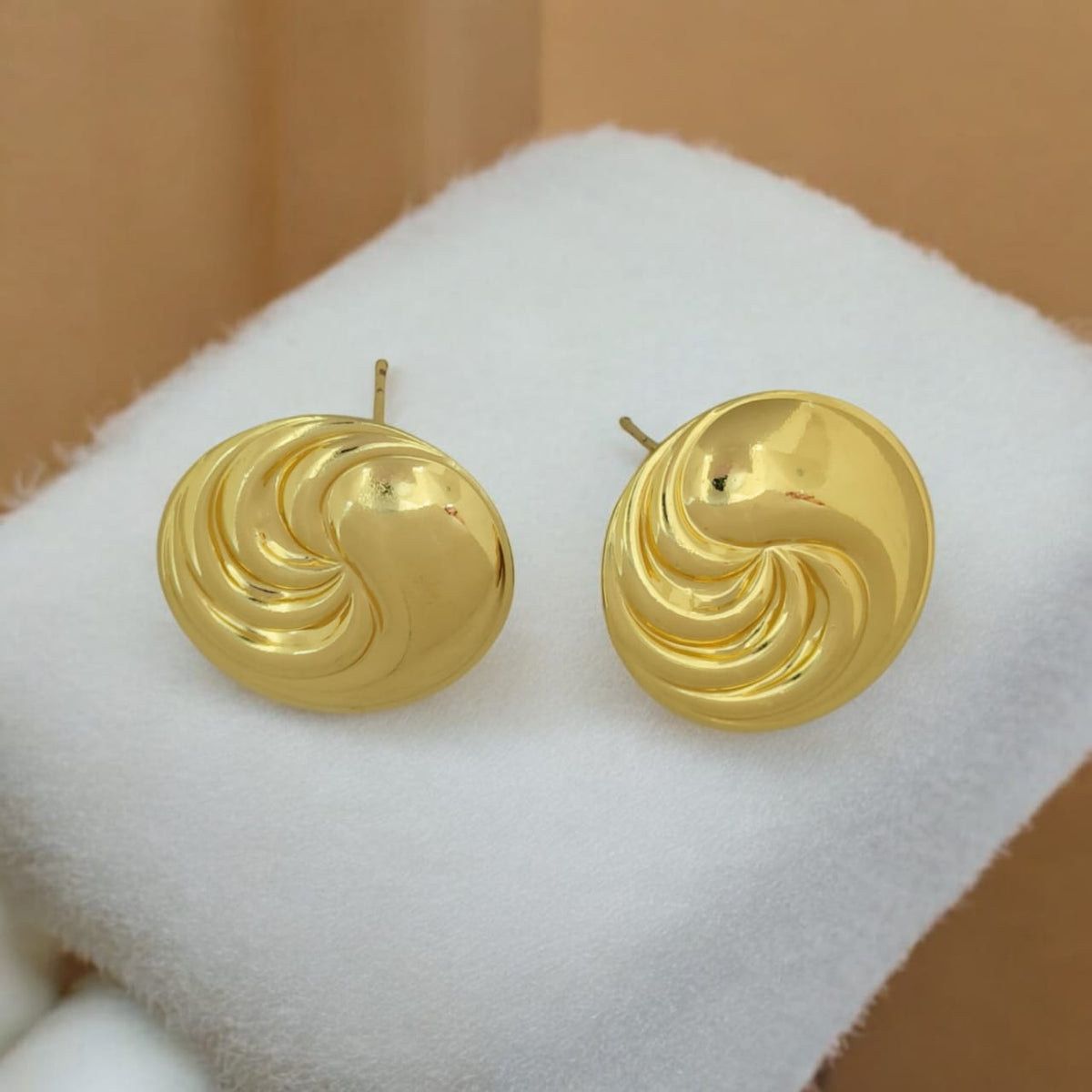Astria Jewellery Gold Plated Swirl Dome Stud Earrings for Women | Twisted Spiral Design | Elegant Minimal Statement Daily Wear & Party Earrings Astria Jewellery