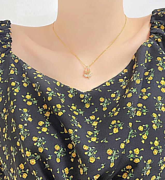 Pink Tulip Charm Necklace Astria Jewellery