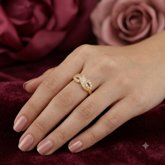 Infinity Gold-Plated Cubic Zirconia Ring for Women | Elegant Infinity Promise Ring Astria Jewellery