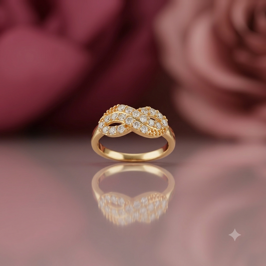 Infinity Gold-Plated Cubic Zirconia Ring for Women | Elegant Infinity Promise Ring Astria Jewellery