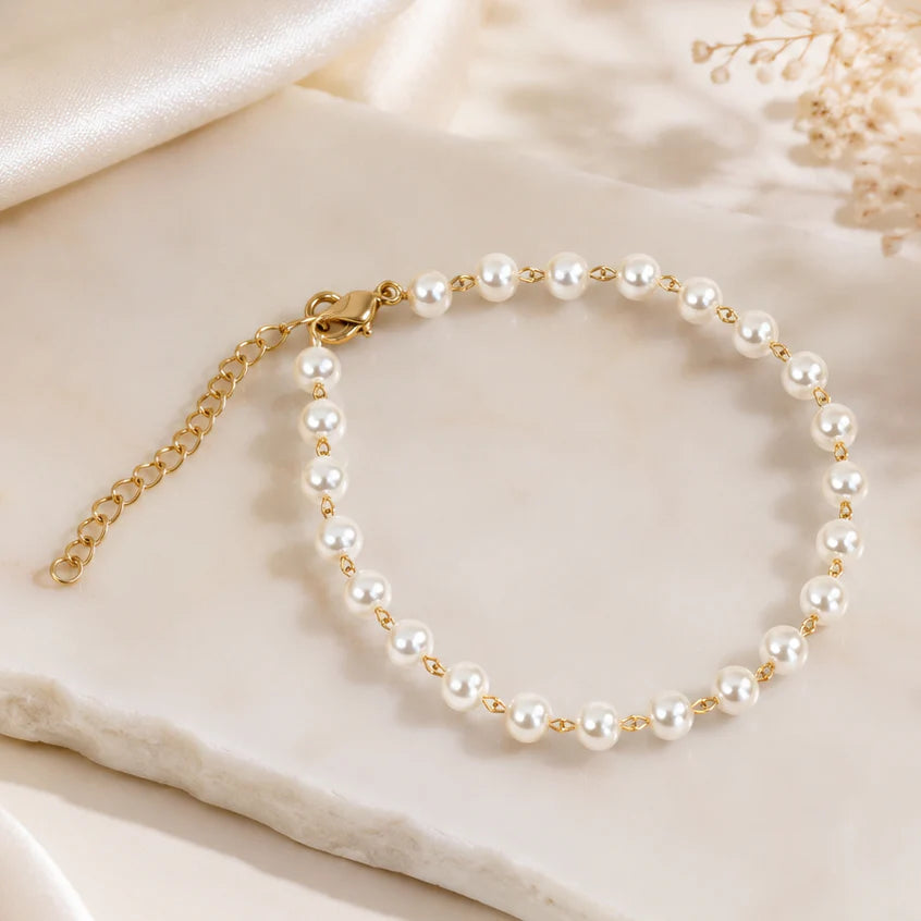 Pearl Elegance Gold Anklet Astria Jewellery