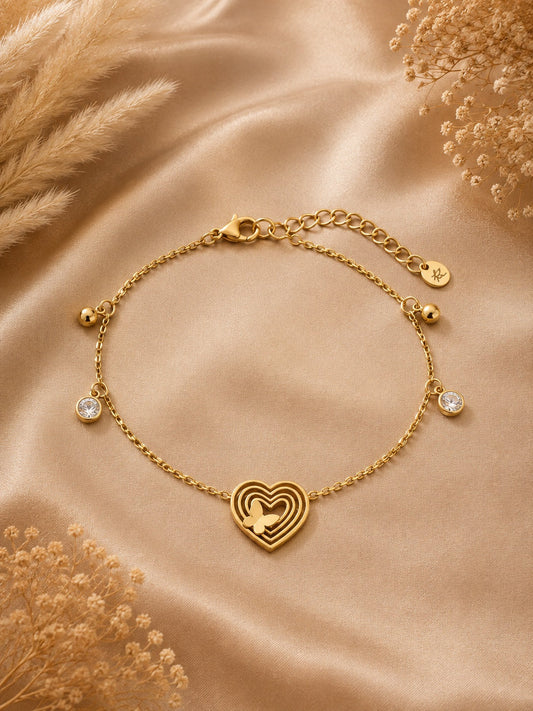 Rose Gold Heart Charm Anklet for Women | Anti-Tarnish Stainless Steel Crystal Anklet Astria Jewellery