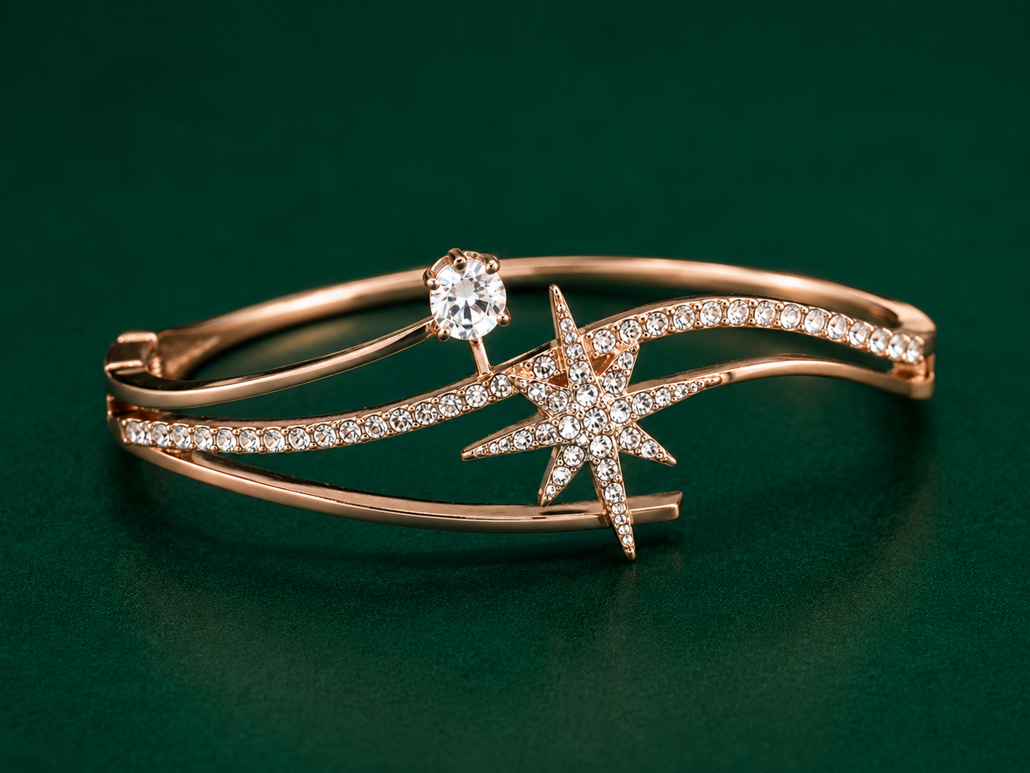 Elegant Rose Gold Starburst Crystal Cuff Bracelet for Women Astria Jewellery