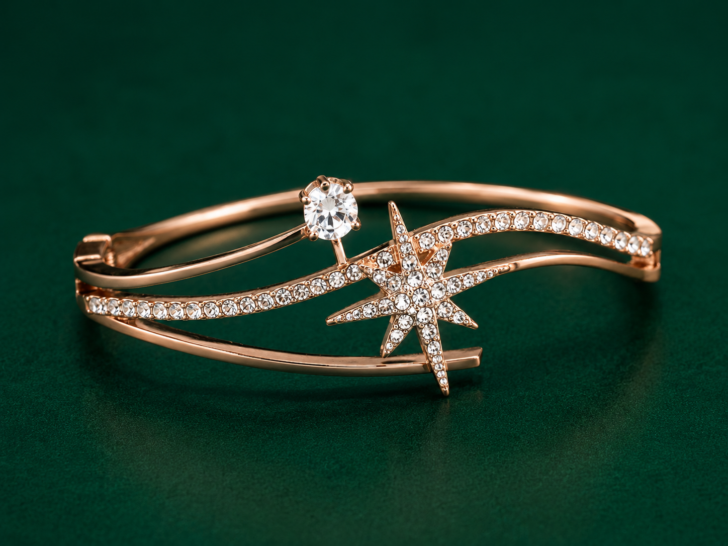 Elegant Rose Gold Starburst Crystal Cuff Bracelet for Women Astria Jewellery