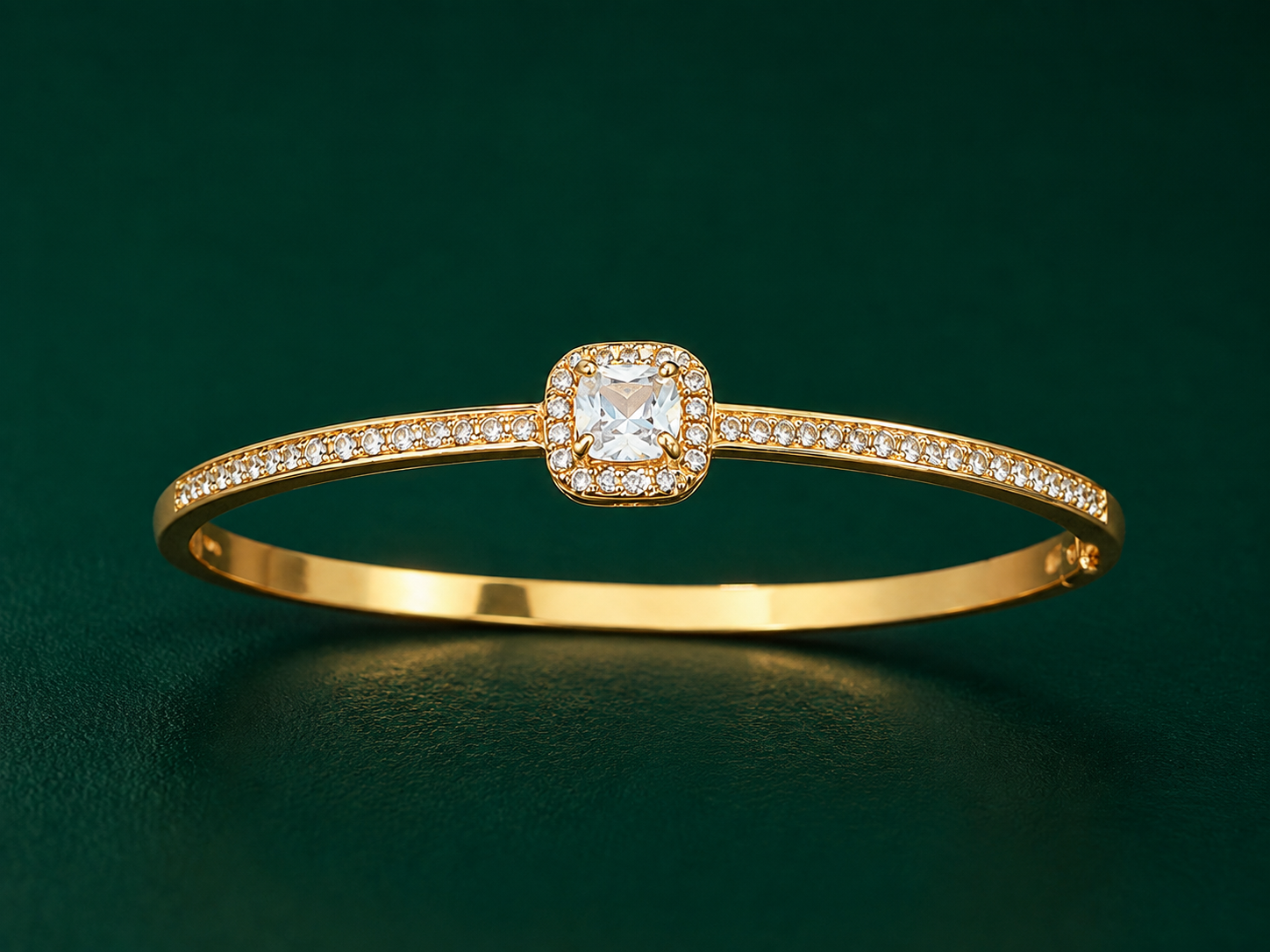 Elegant Gold-Tone Solitaire Crystal Bangle Bracelet for Women Astria Jewellery