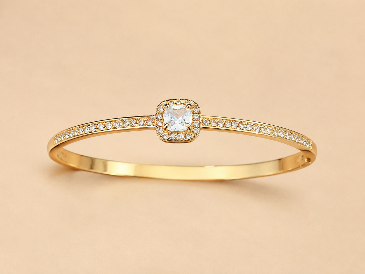 Elegant Gold-Tone Solitaire Crystal Bangle Bracelet for Women Astria Jewellery