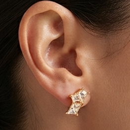 Gold Geometric CZ Stud Earrings for Women | Anti-Tarnish Crystal Earrings Astria Jewellery