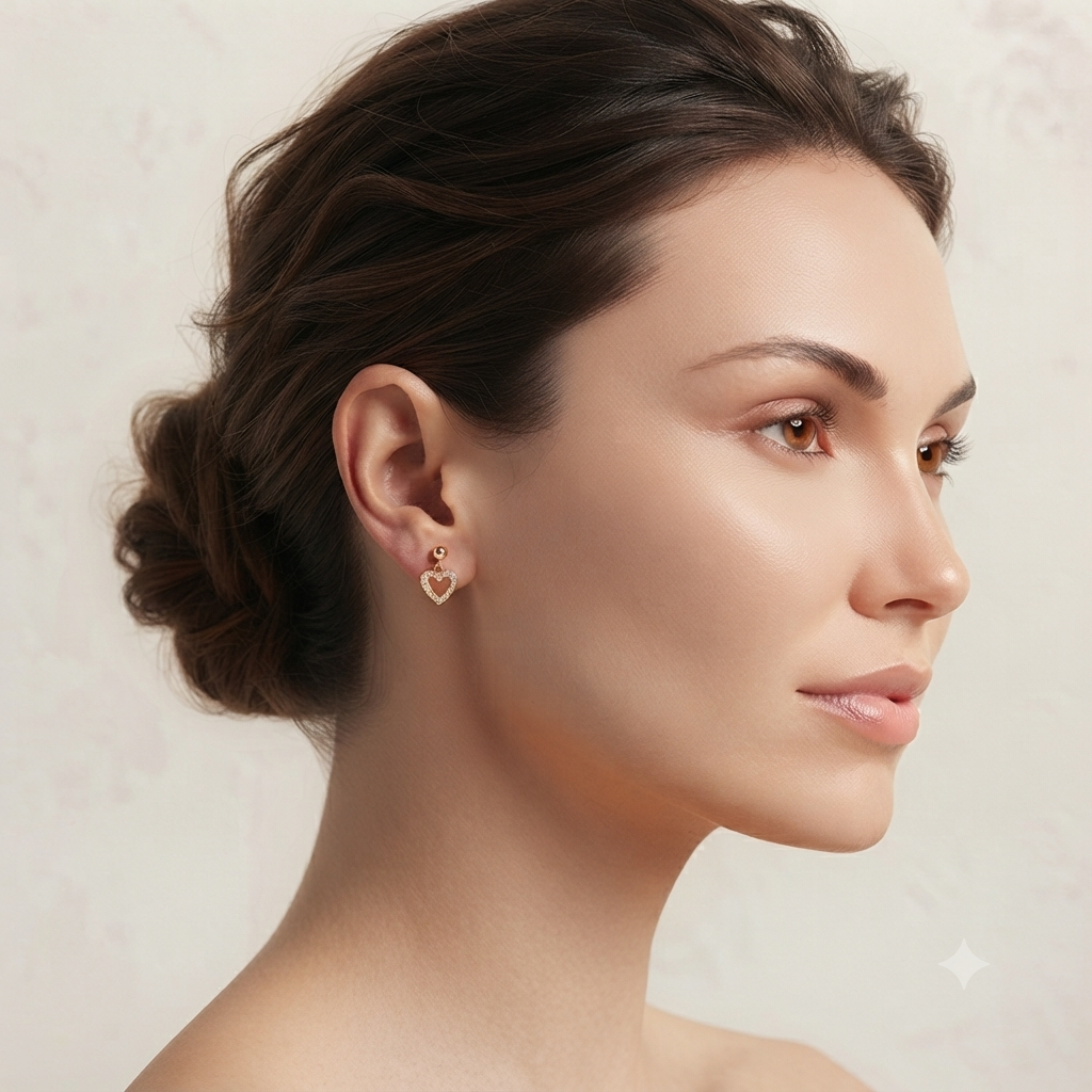 Gold Open Heart Drop Earrings for Women | Anti-Tarnish Dangle Heart Earrings Astria Jewellery