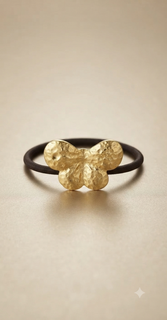 Gold Butterfly Hair Tie for Women | Elegant Metal Hair Band | Ponytail Holder Hair Accessory Astria Jewellery