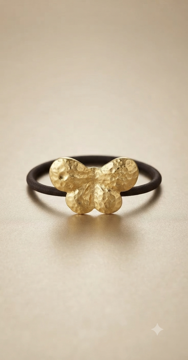 Gold Butterfly Hair Tie for Women | Elegant Metal Hair Band | Ponytail Holder Hair Accessory Astria Jewellery