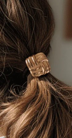 Gold Geometric Hair Tie for Women | Metal Hair Band | Ponytail Holder Hair Accessory Astria Jewellery