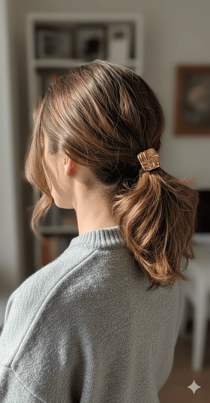 Gold Geometric Hair Tie for Women | Metal Hair Band | Ponytail Holder Hair Accessory Astria Jewellery