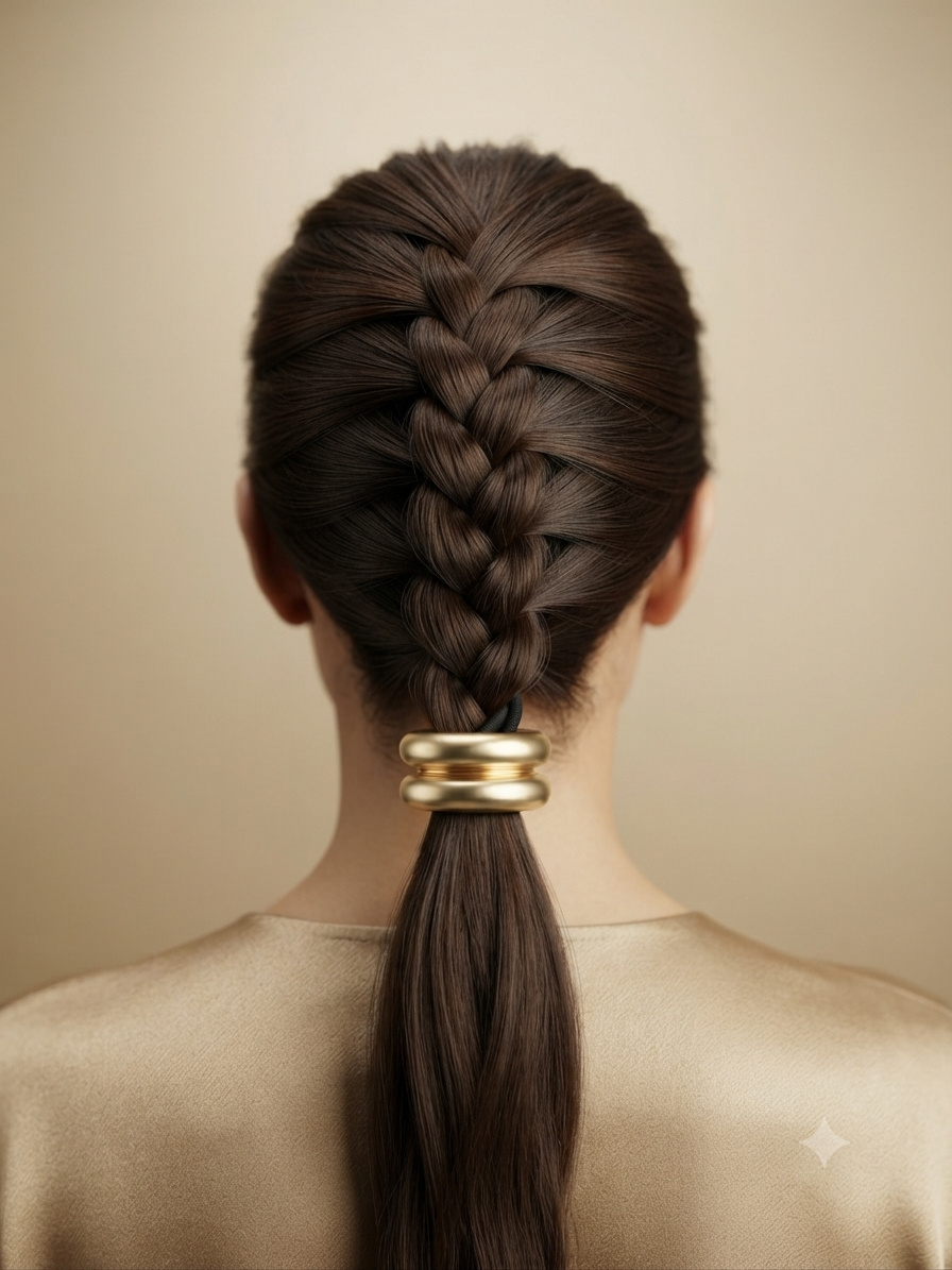 Gold Geometric Hair Tie for Women | Metal Hair Band | Ponytail Holder Hair Accessory Astria Jewellery
