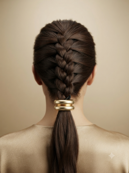 Gold Geometric Hair Tie for Women | Metal Hair Band | Ponytail Holder Hair Accessory Astria Jewellery