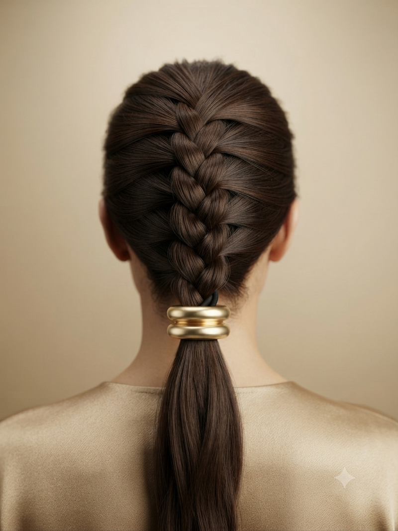 Gold Geometric Hair Tie for Women | Metal Hair Band | Ponytail Holder Hair Accessory Astria Jewellery